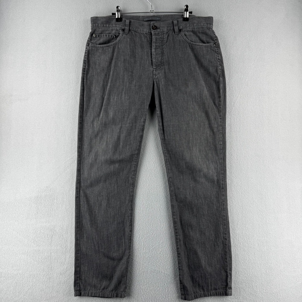 John Varvatos Jeans Mens 33x28 Gray Chambray Lightweight Flowy Cotton Straight